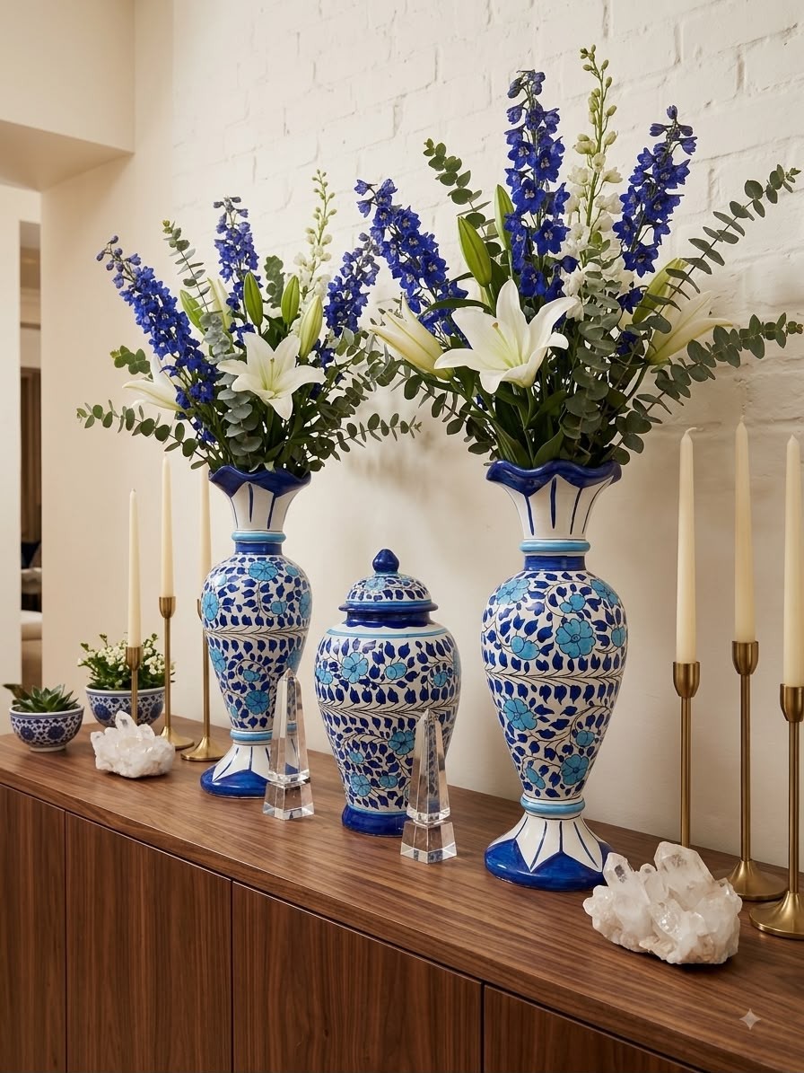 Trio of Blue Vases