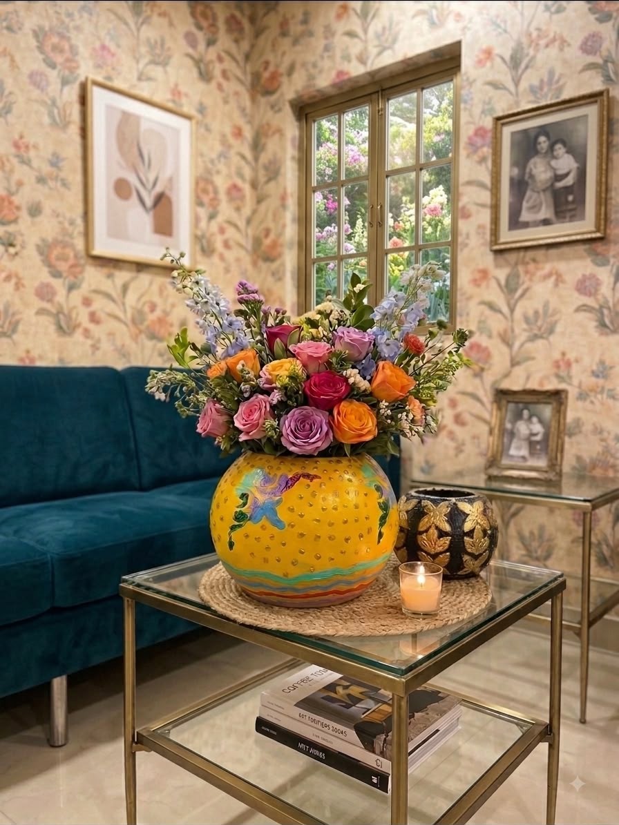 Yellow Floral Vase
